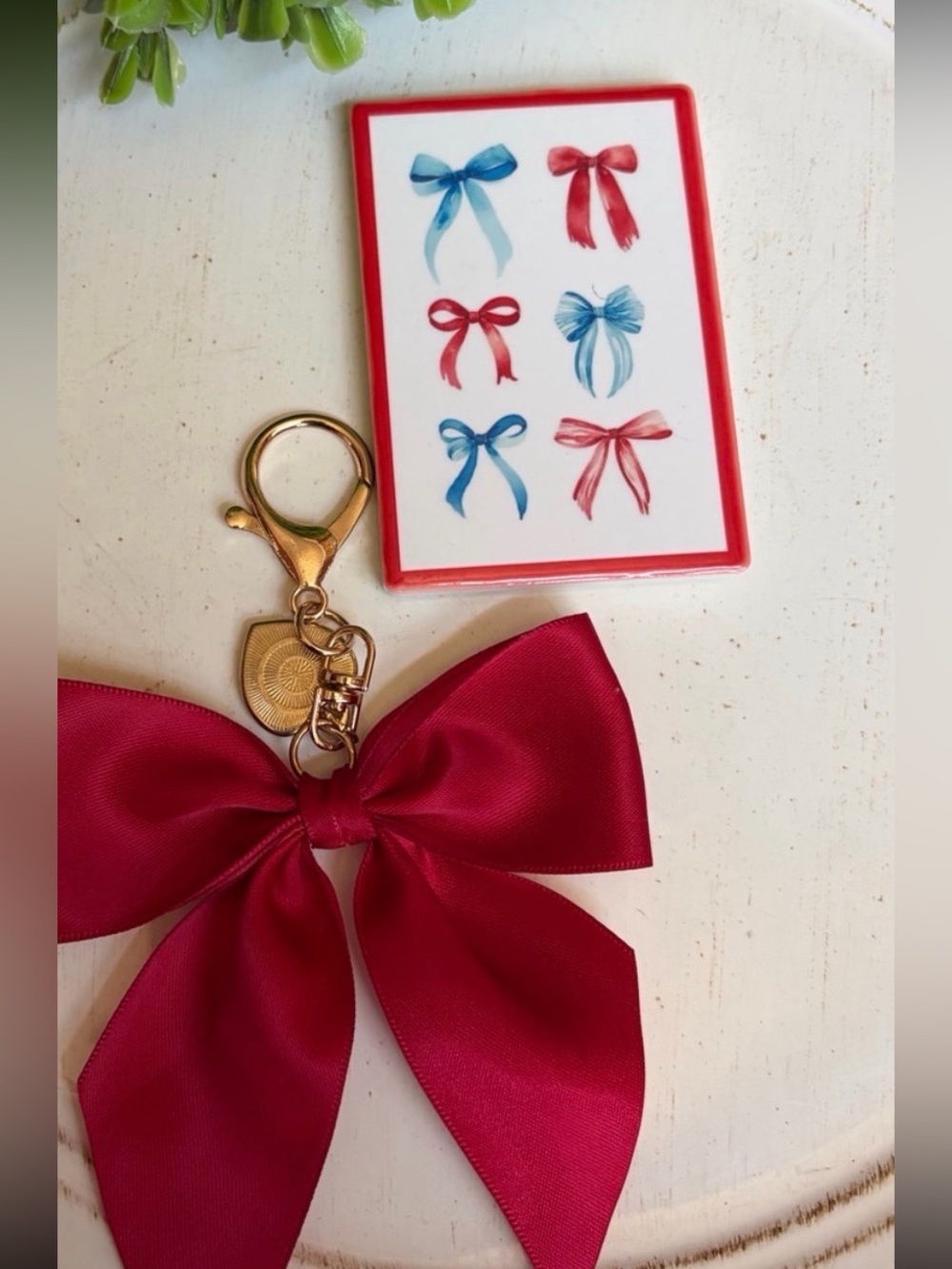 Faux Satin Bow Purse Charm with fashion embellished charm and bow magnet - Picture 1 of 5